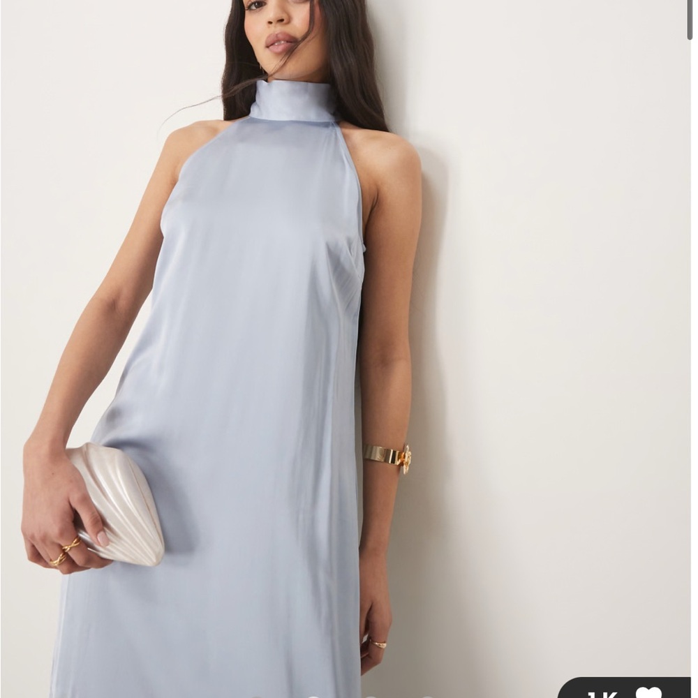 ASOS Blue Sleeveless Halter Sundress